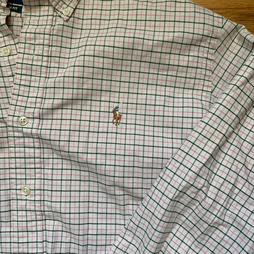 Ralph Lauren Plaid Cream Button Down Long Sleeve Size XL. Custom Fit - Picture 2 of 7